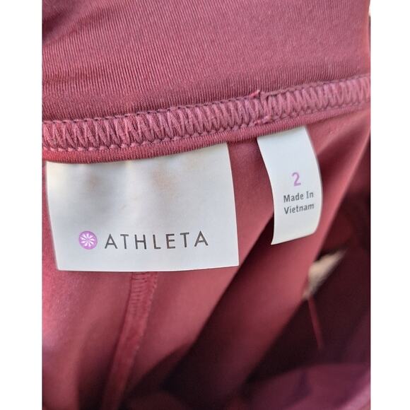 ATHLETA Tennis Mini Skorts Skirt Maroon Burgundy Red Size 2 Athleisure Active - Picture 2 of 7